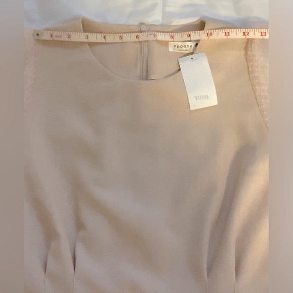 Oppane Peplum Top with Flocked Organza Puff Sleeves - Picture 8 of 12